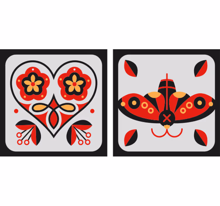 Sous verre geek motifs cœur et papillon - TenStickers