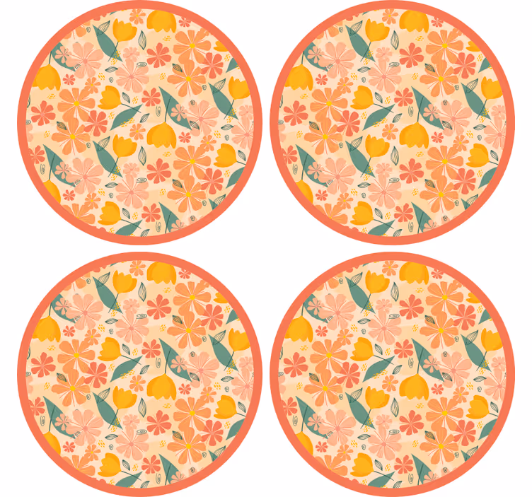 Sous verre surface ronde à motif floral - TenStickers