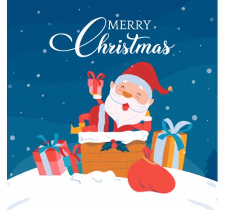 Sous verre noël père noël avec des cadeaux - TenStickers