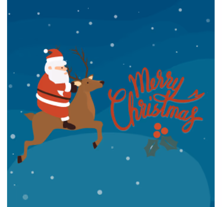 Sous verre noël père noël sur renne - TenStickers