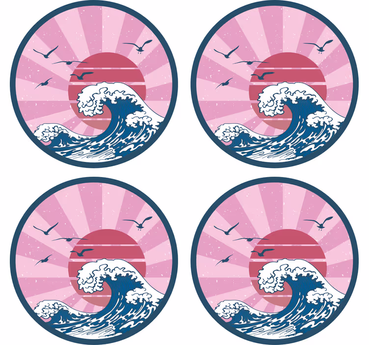 Sous verre geek design vagues océaniques rétro - TenStickers
