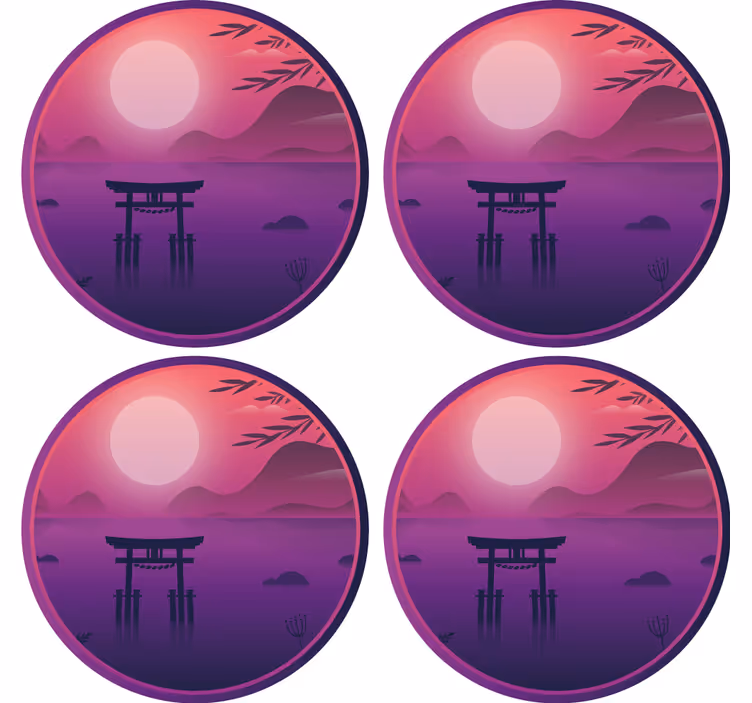 Sous verre moderne paysage de coucher de soleil serein - TenStickers