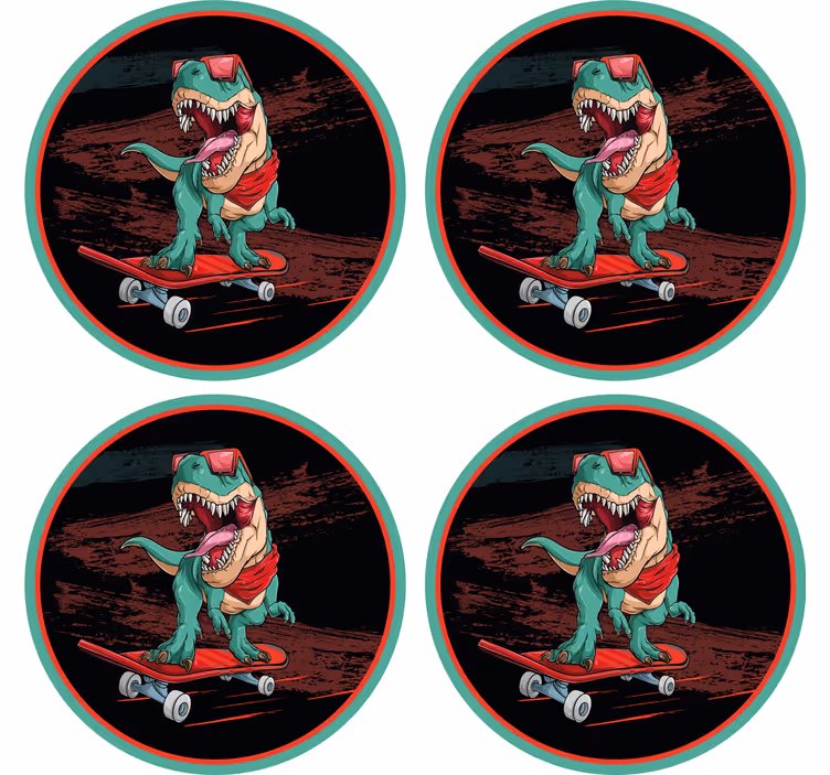 Sous verre geek dinosaure skateur graphique - TenStickers