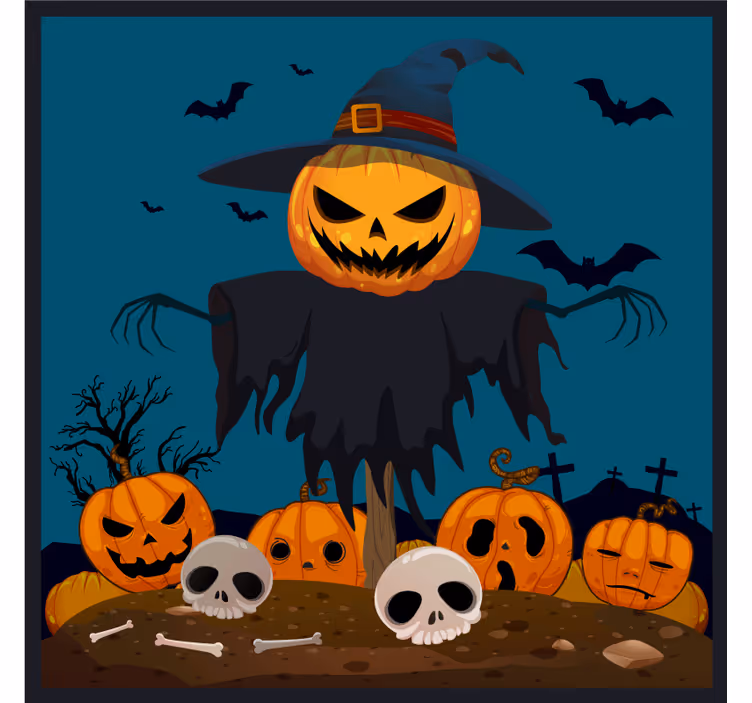 Sous verre halloween scène de citrouille épouvantail - TenStickers