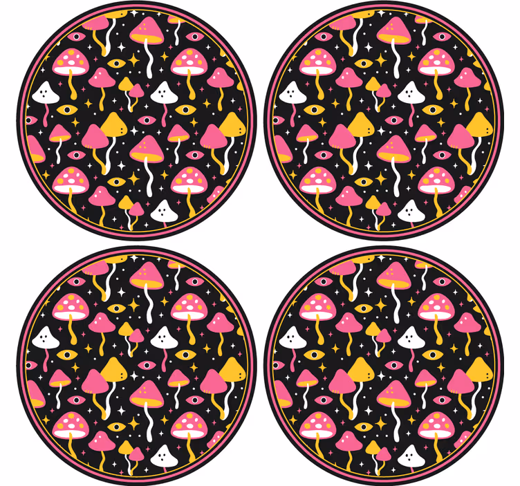Sous verre geek motif de champignons colorés - TenStickers