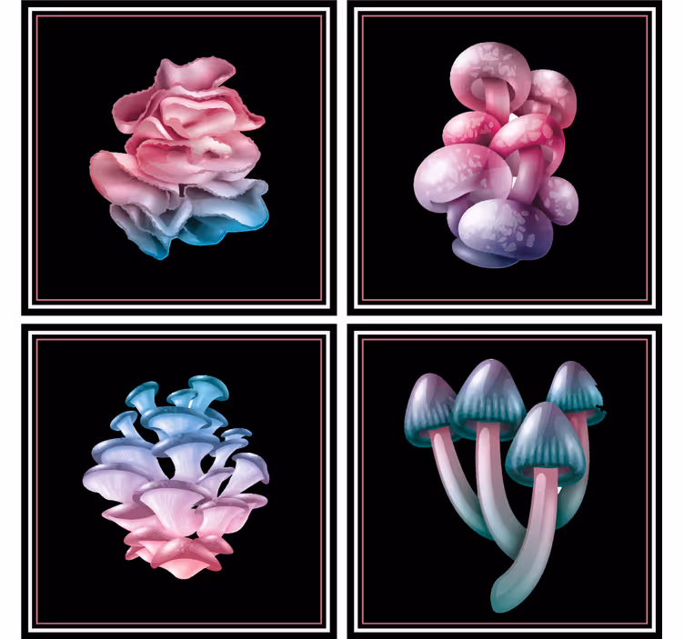 Dessous de verre moderne Ensemble de champignons magiques - TenStickers
