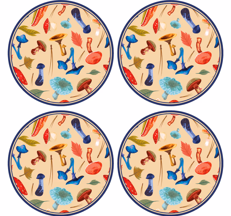 Sous-verre moderne Champignons dessin au lavis - TenStickers