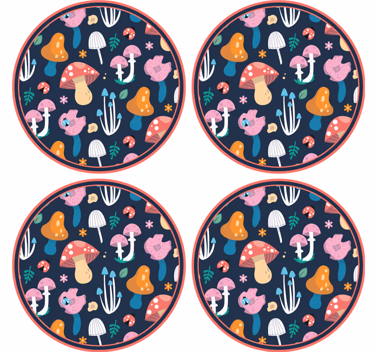Sous verre geek motif de champignons vibrants - TenStickers