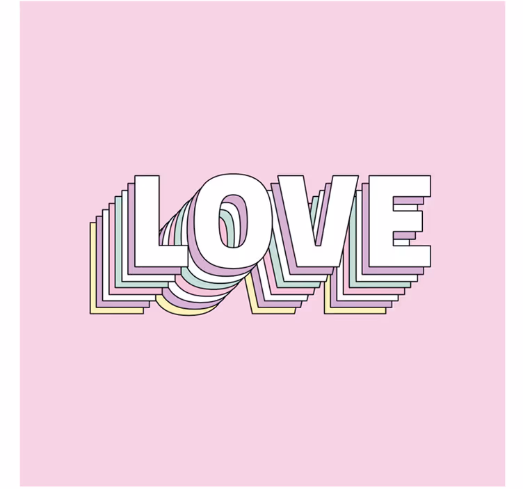 Dessous de verre moderne Lettrage multicouche d'amour rétro - TenStickers