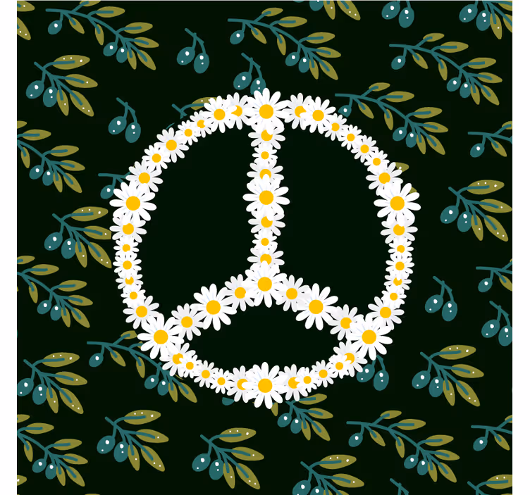 Sous verre geek symbole de paix floral - TenStickers