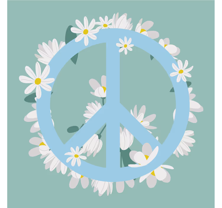 Sous verre citation symbole de paix entouré de marguerites - TenStickers