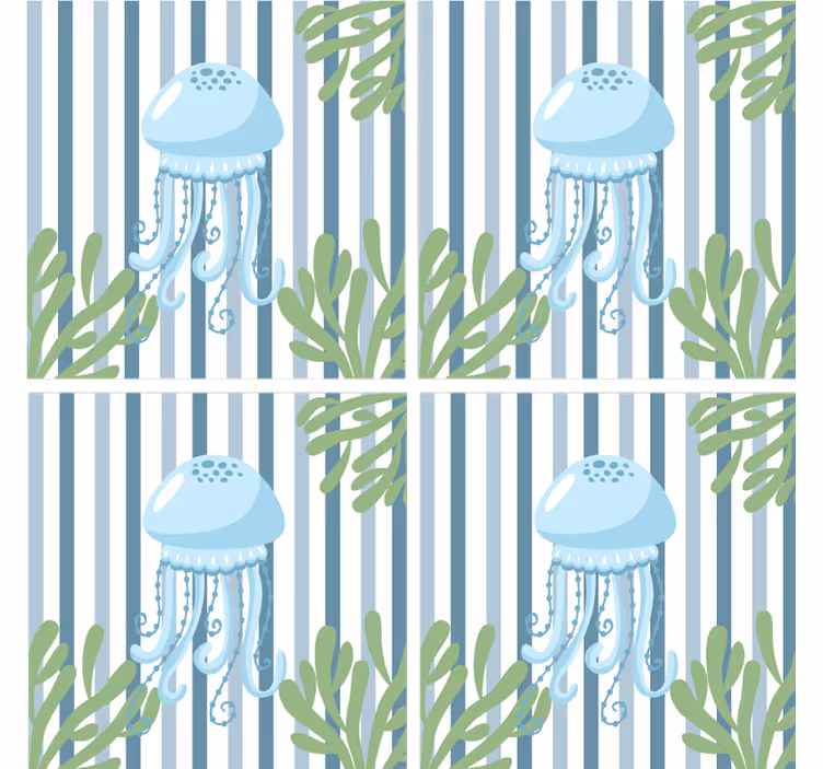 Sous verre moderne motif méduse avec rayures - TenStickers
