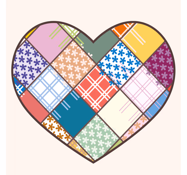 Sous verre motif cœur patchwork - TenStickers