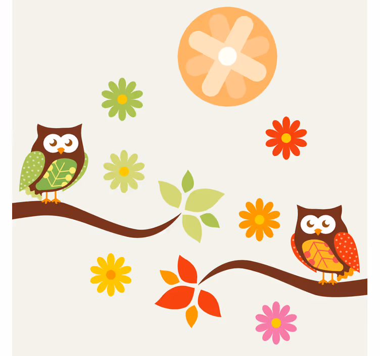Sous verre geek hiboux et fleurs colorés - TenStickers