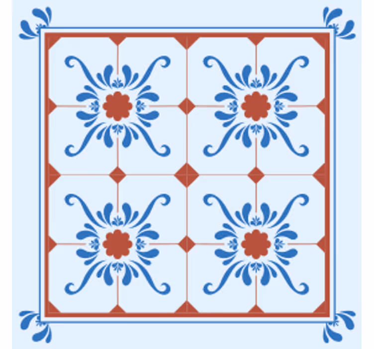 Sous verre carreaux motif floral décoratif - TenStickers