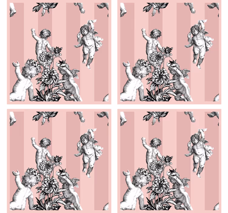 Sous verre vintage chérubins et motif floral - TenStickers