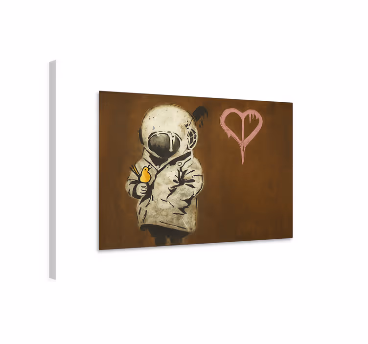 Tableau art fille de l'espace et oiseau - TenStickers