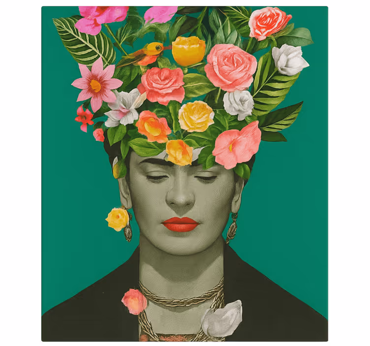 Tableau art frida kahlo fleurs colorées - TenStickers
