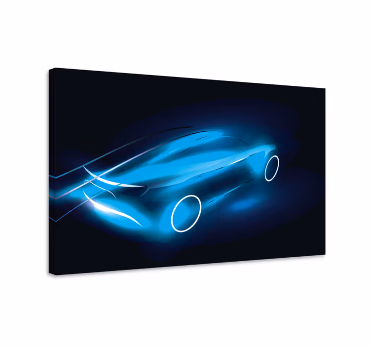 Tableau bleu bolide squelette - TenStickers