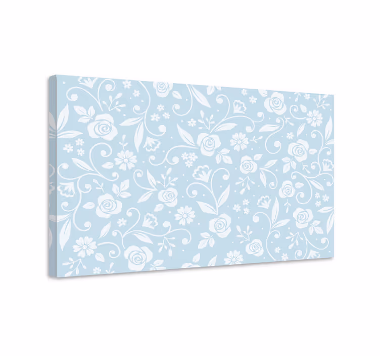 Tableau bleu ornement floral bleu - TenStickers