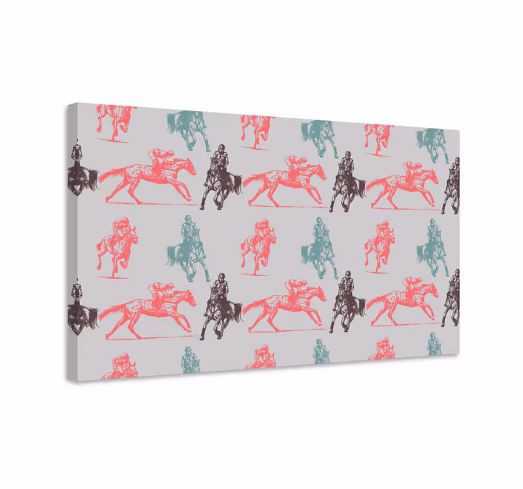 Tableau chevaux motif chevaux multicolores sur fond gris - TenStickers