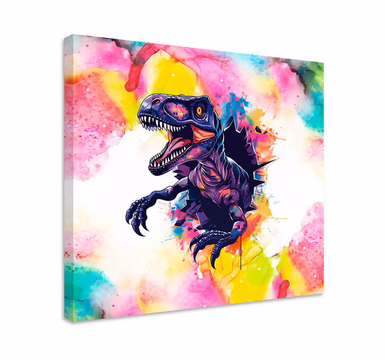 Tableau dinosaures vélociraptor aux couleurs vives - TenStickers