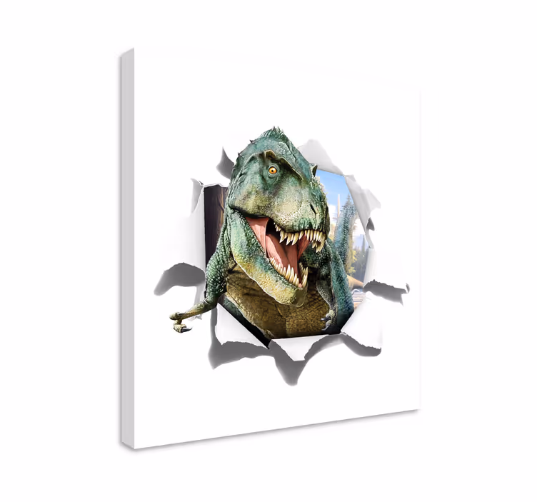 Tableau dinosaures t-rex en 3d en colère - TenStickers