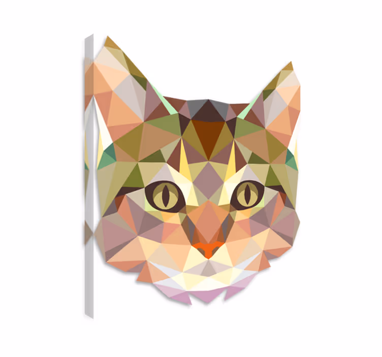 Tableau chat visage de chat géométrique décoratif - TenStickers