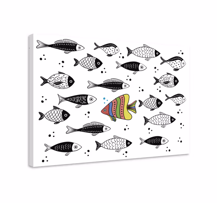 Tableau poissons en sens inverse - TenStickers