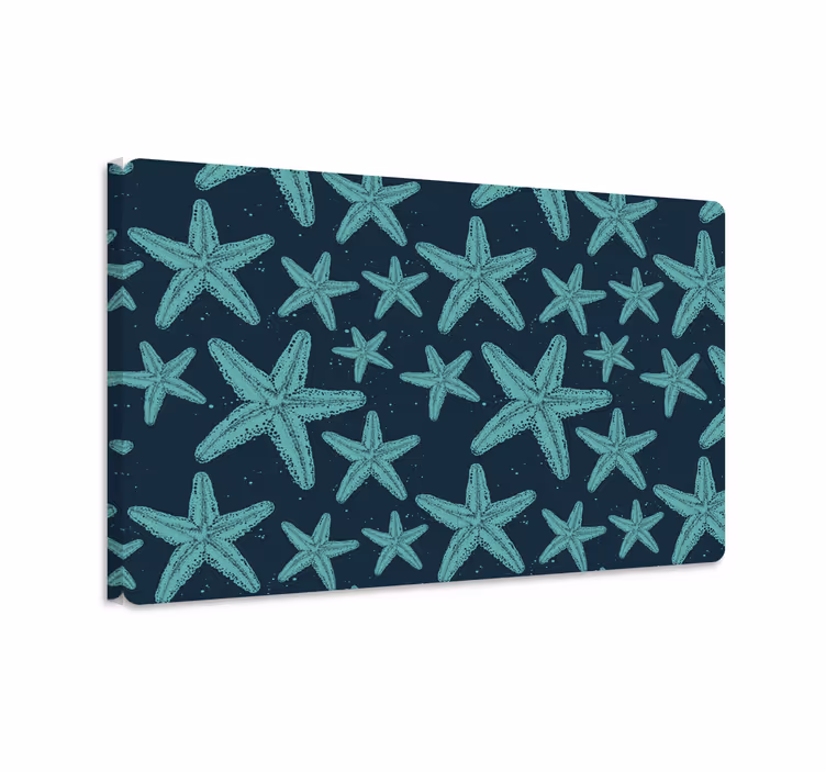 Tableau poissons étoiles de mer en bleus - TenStickers