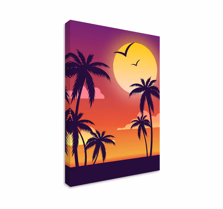 Tableau paysage Coucher de soleil vertical des années 70 - TenStickers