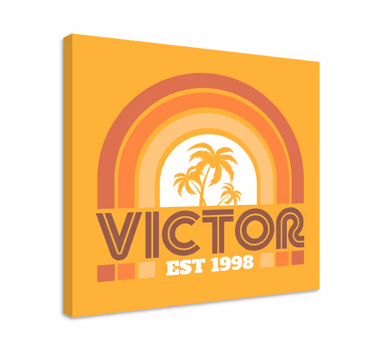 Tableau coucher de soleil rétro avec prénom - TenStickers