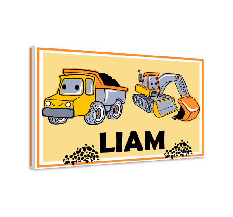 Tableau personnalisé Nom avec camions - TenStickers