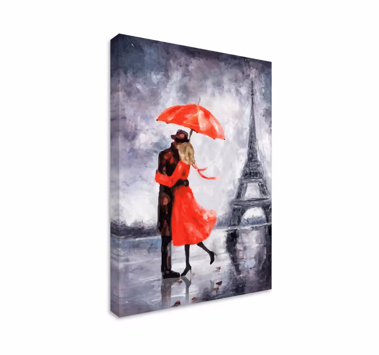 Tableau Personas amoureux en torre eiffel - TenStickers