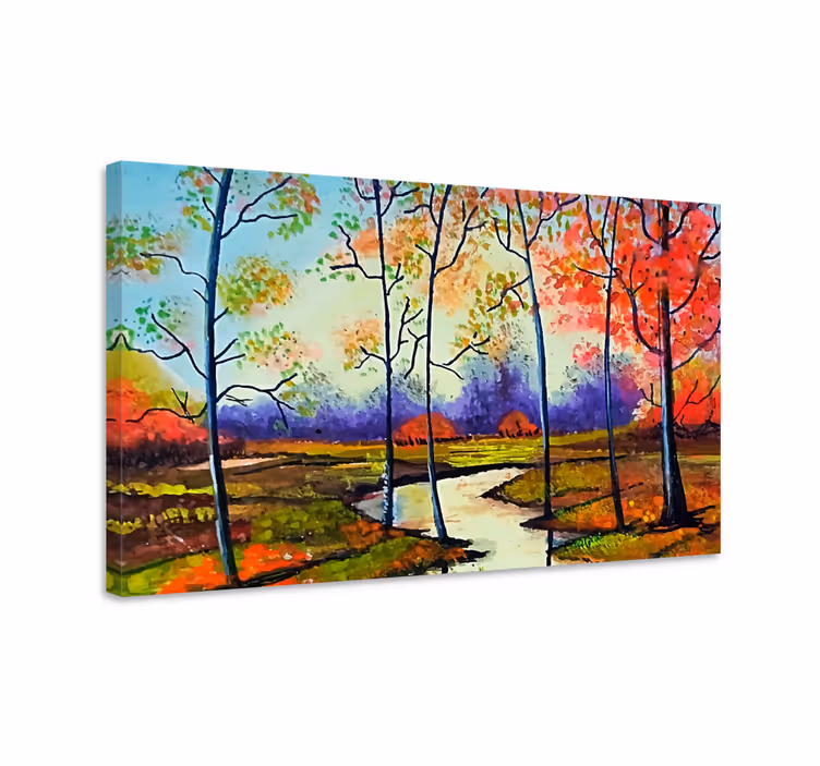 Tableau moderne d'arbres de printemps colorés - TenStickers