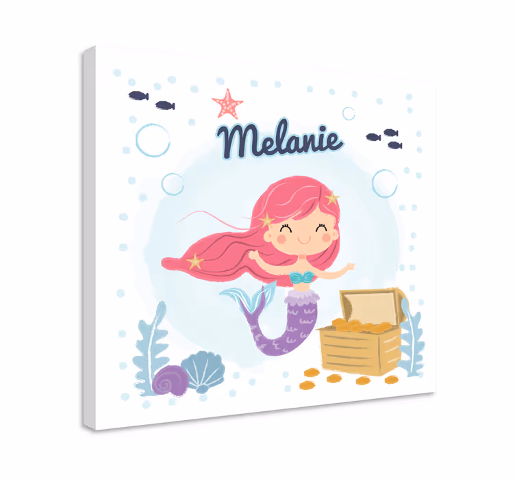 Tableau pour enfant Bébé sirène avec nom - TenStickers