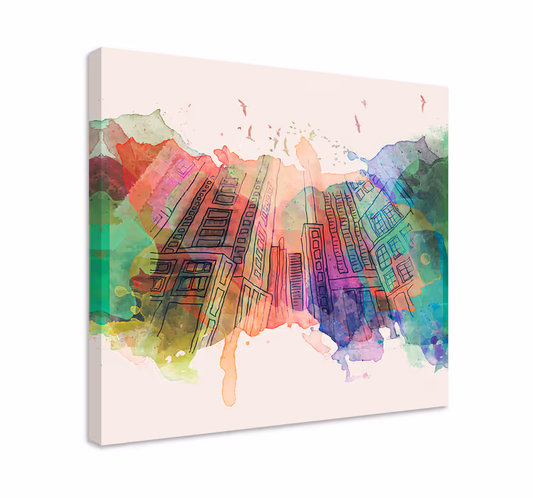 Tableau Bâtiments modernes colorés - TenStickers