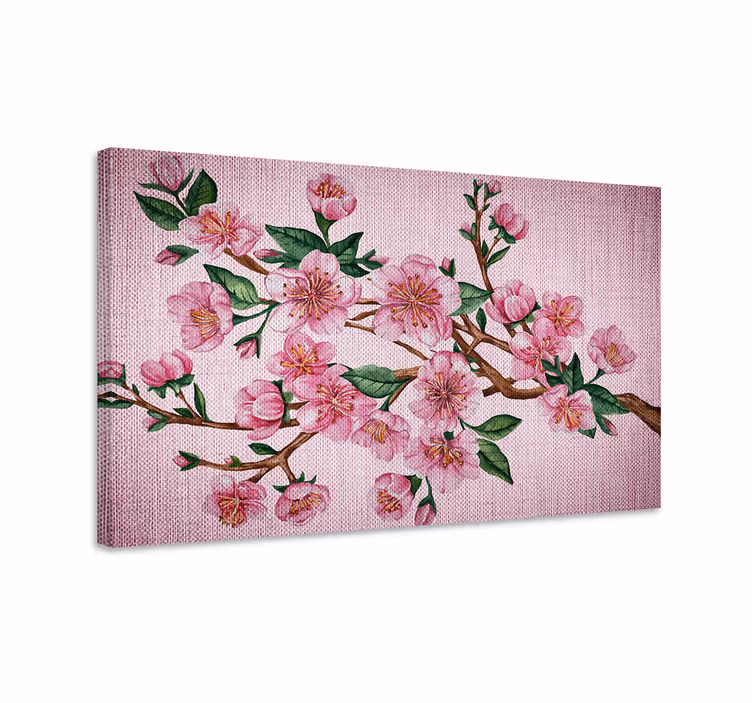 Tableau arbre de vie Branche couverte de fleurs roses - TenStickers