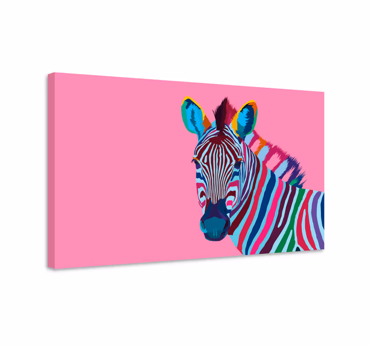 Tableau Zèbre arc-en-ciel - TenStickers