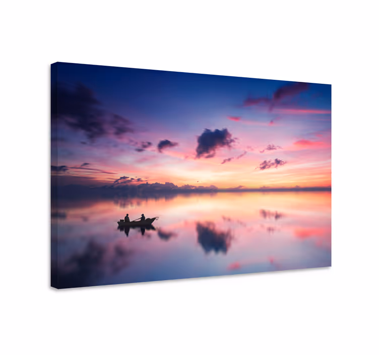 Tableau paysage Coucher de soleil sur le lac - TenStickers