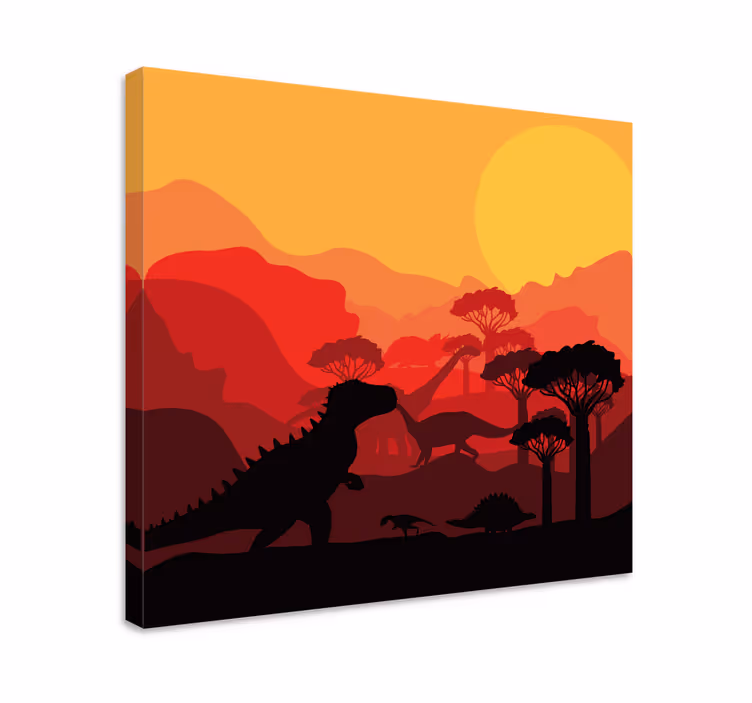 Tableau Dinosaures paysage jurassique - TenStickers