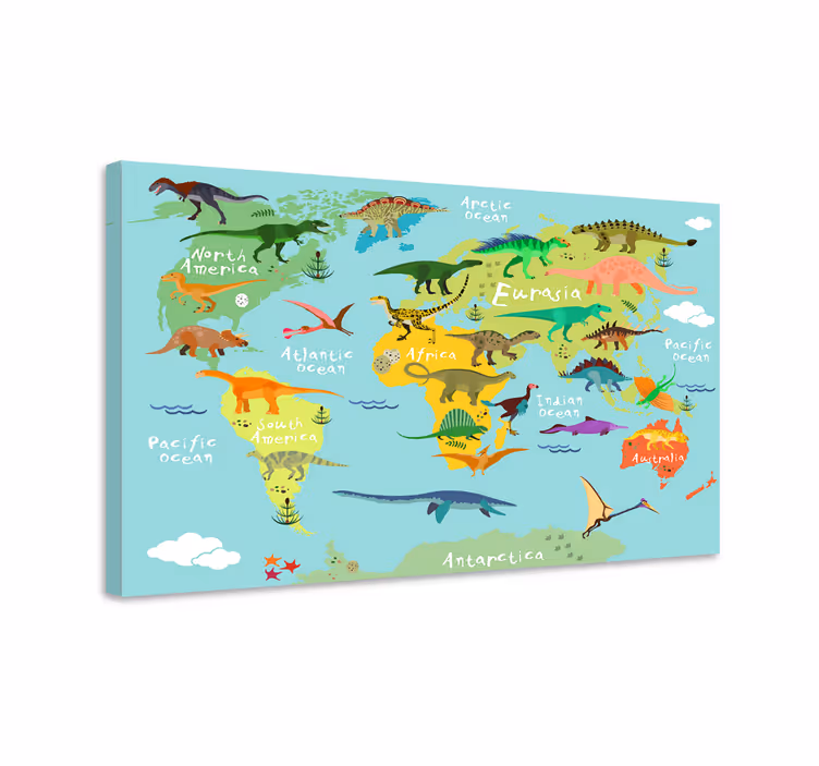 Tableau Carte du monde des dinosaures - TenStickers