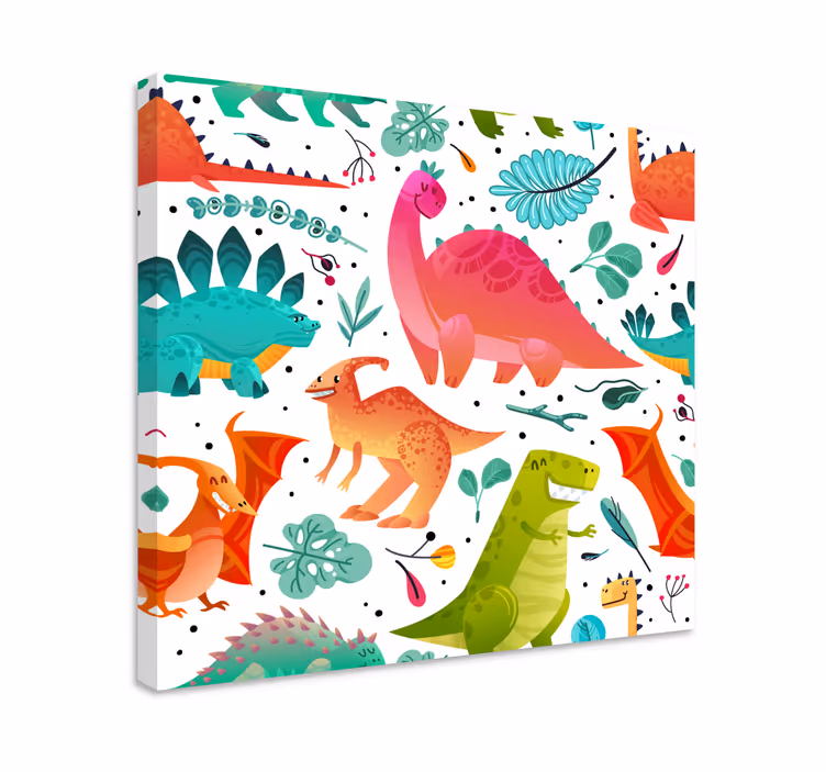 Tableau dinosaures aventure colorée des dinosaures - TenStickers
