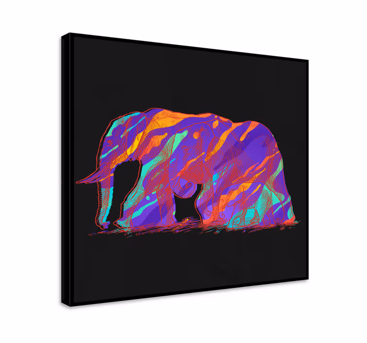 Tableau Troupeau d'éléphants multicolore - TenStickers
