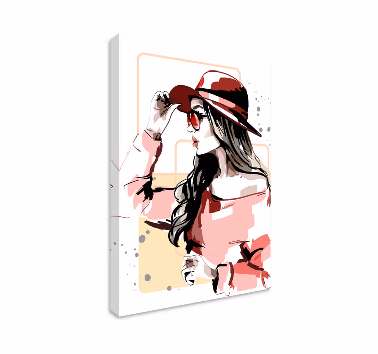 Tableau salon Femme élégante avec un chapeau - TenStickers