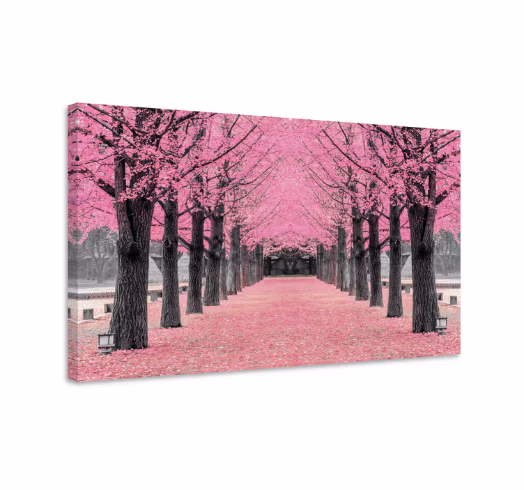 Tableau couloir Forêt d'arbres roses - TenStickers