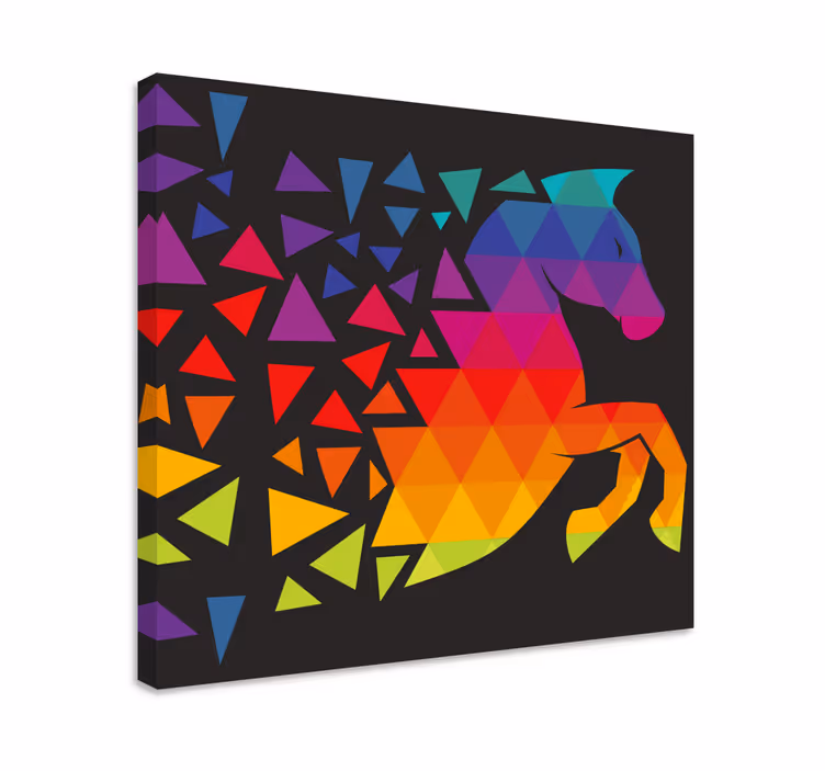 Tableau chevaux géométrique coloré - TenStickers