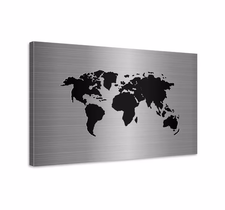 Tableau carte du monde Mappemonde effet métal - TenStickers