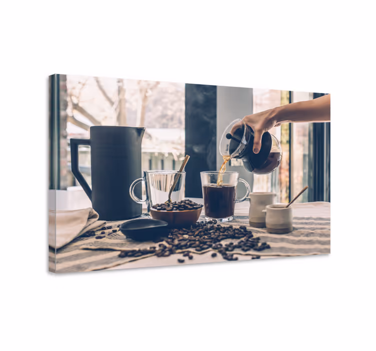 Tableau ornemental rituel de versement du café - TenStickers