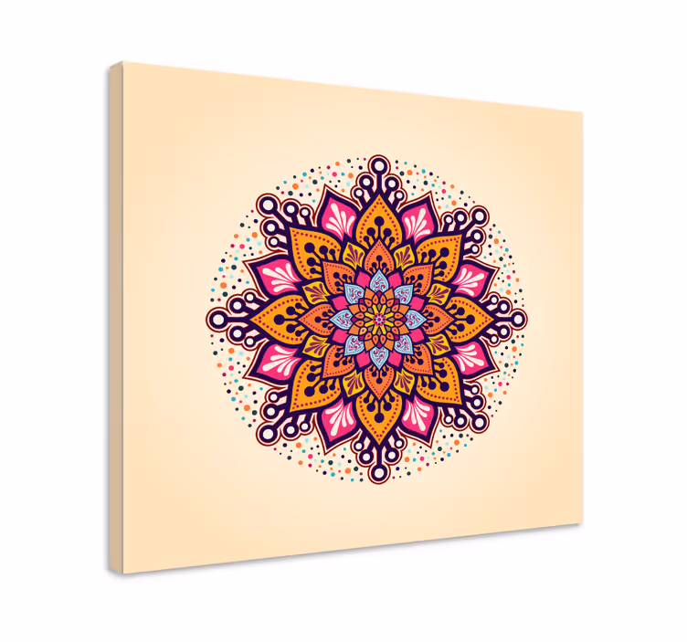 Tableau mandala Arc en ciel beige - TenStickers